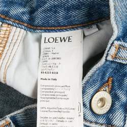 Pre Owned Loewe Blue Denim Anagram Detail Cropped Jeans S Waist 27"