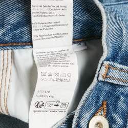 Pre Owned Loewe Blue Denim Anagram Detail Cropped Jeans S Waist 27"