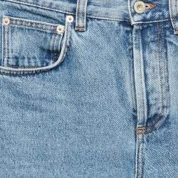 Pre Owned Loewe Blue Denim Anagram Detail Cropped Jeans S Waist 27"