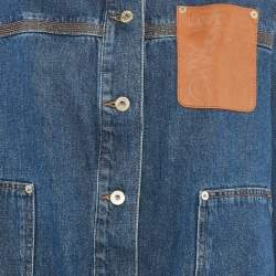Pre Owned Loewe Blue Leather Trim Denim Worker Jacket S