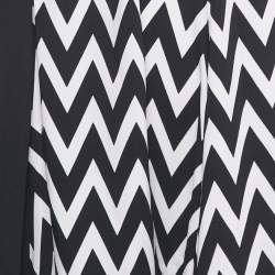 Pre Owned Loewe Black/White Zig Zag Print Crepe Midi Skirt S