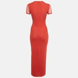 مملوكة مسبقًا فسُتان لويفي ميدي شبكي مطبوع أحمر مقاس صغير جداً