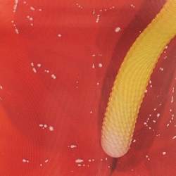 مملوكة مسبقًا فسُتان لويفي ميدي شبكي مطبوع أحمر مقاس صغير جداً