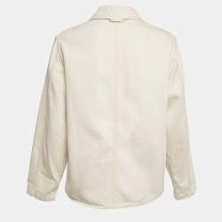 Pre Owned Loewe Cream Denim Leather Trim Workwear Jacket XS