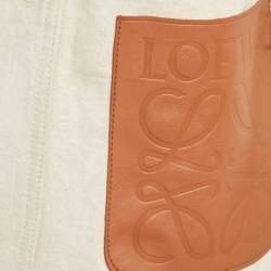 Pre Owned Loewe Cream Denim Leather Trim Workwear Jacket XS