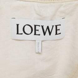 Pre Owned Loewe Cream Denim Leather Trim Workwear Jacket XS
