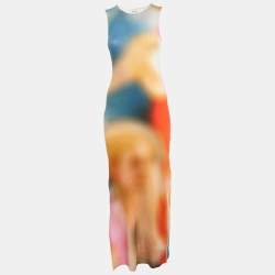 Pre Owned Loewe Multicolor Blur Print Rib Knit Tank Dress S