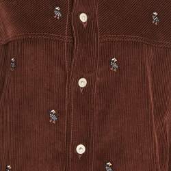 Pre Owned قميص لوفي ماروني مطرز كوردروي نمط واسع مقاس صغير جدًا - إكس سمول