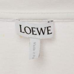Pre Owned Loewe White Anagram Embroidered Cotton High Low T-Shirt M