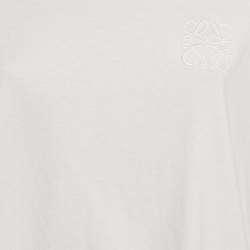 Pre Owned Loewe White Anagram Embroidered Cotton High Low T-Shirt M