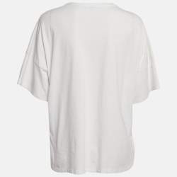 Pre Owned Loewe White Anagram Embroidered Cotton High Low T-Shirt M