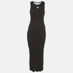 Pre Owned Loewe Black Anagram Rib Knit Tank Maxi Dress M 