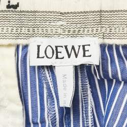 Pre Owned Loewe Blue Stripe Cotton Logo Embroidered Shorts S