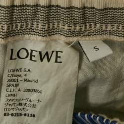 Pre Owned Loewe Blue Stripe Cotton Logo Embroidered Shorts S
