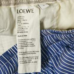 Pre Owned Loewe Blue Stripe Cotton Logo Embroidered Shorts S