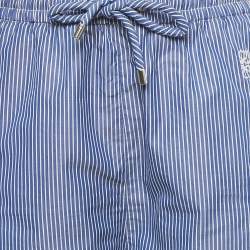 Pre Owned Loewe Blue Stripe Cotton Logo Embroidered Shorts S