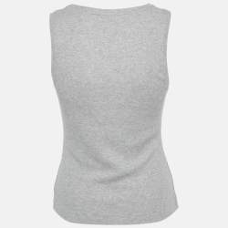 Pre Owned بلوزة مضلعة حياكة بتطريز أناجرام رمادي من لوفي مقاس متوسط