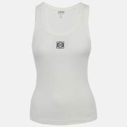 Pre Owned Loewe Off-White Anagram Embroidery Rib Knit Tank Top S