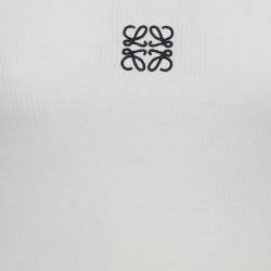 Pre Owned Loewe Off-White Anagram Embroidery Rib Knit Tank Top S