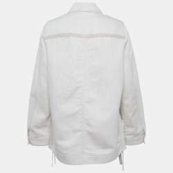 Pre Owned Loewe Beige Leather Trim Denim Worker Jacket XS