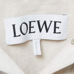 Pre Owned Loewe Beige Leather Trim Denim Worker Jacket XS