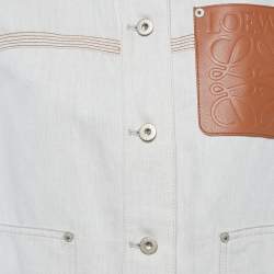 Pre Owned Loewe Beige Leather Trim Denim Worker Jacket XS