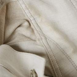 Pre Owned Loewe Beige Leather Trim Denim Worker Jacket XS