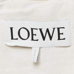 Pre Owned Loewe Ecru Logo Leather Trim Workwear Denim Jacket S