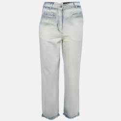 Pre Owned Loewe x Paula's Ibiza Blue Faded Denim Raw Edge Jeans S Waist 26"