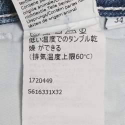 Pre Owned Loewe x Paula's Ibiza Blue Faded Denim Raw Edge Jeans S Waist 26"