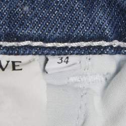 Pre Owned Loewe x Paula's Ibiza Blue Faded Denim Raw Edge Jeans S Waist 26"