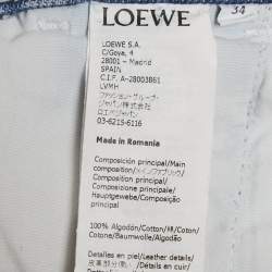 Pre Owned Loewe x Paula's Ibiza Blue Faded Denim Raw Edge Jeans S Waist 26"