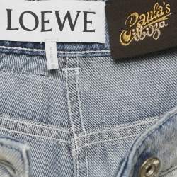 Pre Owned Loewe x Paula's Ibiza Blue Faded Denim Raw Edge Jeans S Waist 26"