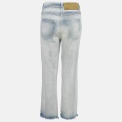 Pre Owned Loewe x Paula's Ibiza Blue Faded Denim Raw Edge Jeans S Waist 26"