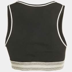 Pre Owned Loewe Black Stretch Knit Logo Waist Crop Tank Top M