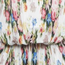Pre Owned Loewe White Floral Print Jersey Asymmetric Maxi Dress XL