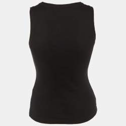 Pre Owned Loewe Black Anagram Embroidered Cotton Tank Top M