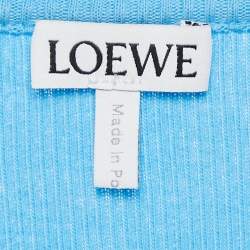 Pre Owned Loewe Blue Angaram Embroidered Rib Knit Tank Top M
