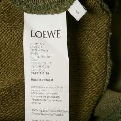 مملوكة مسبقًا Loewe Olive Green Logo Embroidered Cotton Jumper S