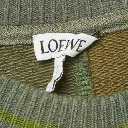 مملوكة مسبقًا Loewe Olive Green Logo Embroidered Cotton Jumper S