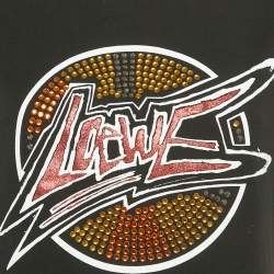 Pre Owned تي شيرت لويفي أسود مطرز بشعار أناجرام جيرسي مقاس متوسط - ميديام