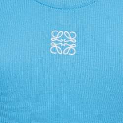 Pre Owned Loewe Blue Anagram Embroidered Cotton Tank Top M