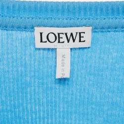 Pre Owned Loewe Blue Anagram Embroidered Cotton Tank Top M