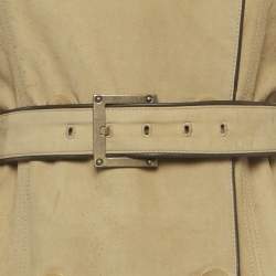 Pre Owned Loewe Beige Suede Double Breasted Coat S