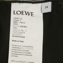 Pre Owned Loewe White Cotton Logo Band Detail Crop Shirt & Black Wool Asymmetric Skirt  M/XS