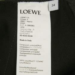 Pre Owned Loewe White Cotton Logo Band Detail Crop Shirt & Black Wool Asymmetric Skirt  M/XS