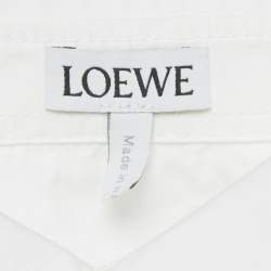Pre Owned Loewe White Cotton Logo Band Detail Crop Shirt & Black Wool Asymmetric Skirt  M/XS