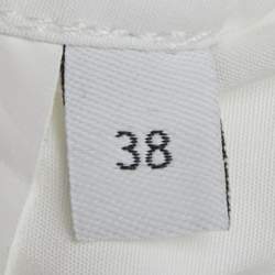 Pre Owned Loewe White Cotton Logo Band Detail Crop Shirt & Black Wool Asymmetric Skirt  M/XS