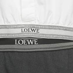 Pre Owned Loewe White Cotton Logo Band Detail Crop Shirt & Black Wool Asymmetric Skirt  M/XS