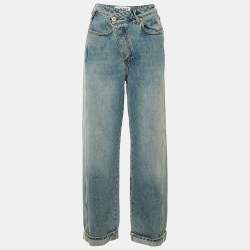 Pre Owned Loewe Blue Washed Crossover Waist Denim Jeans M Waist 28"